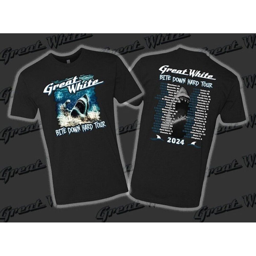Great White 2024 Bite Down Hard Tour V.2 Official T-shirt NEW Men Women Size Med